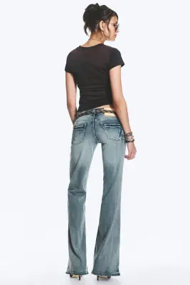 Jean bootcut skinny taille basse Booty Bei - Blue Moon - Bleu moyen — photo 3