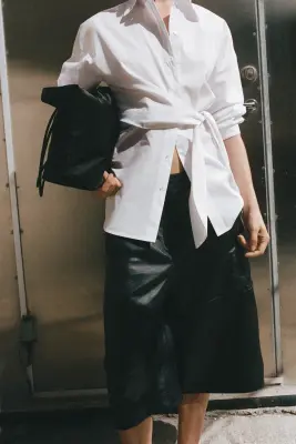 Chemise avec détail à nouer - Blanc — photo 2
