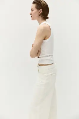 Barrel Leg Low Waist Ankle Jeans - Crème — photo 2