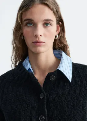 Cardigan en laine et coton - Noir — photo 2