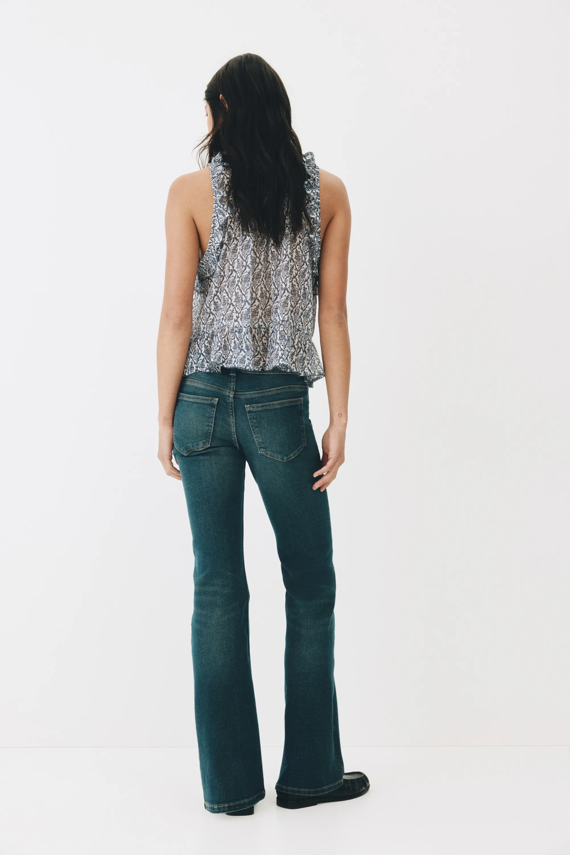 Flared Low Jeans - Bleu denim foncé