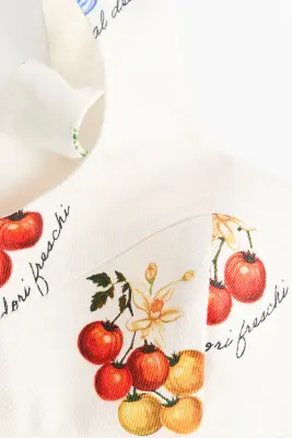 Crop top en coton - Crème/motif — photo 4