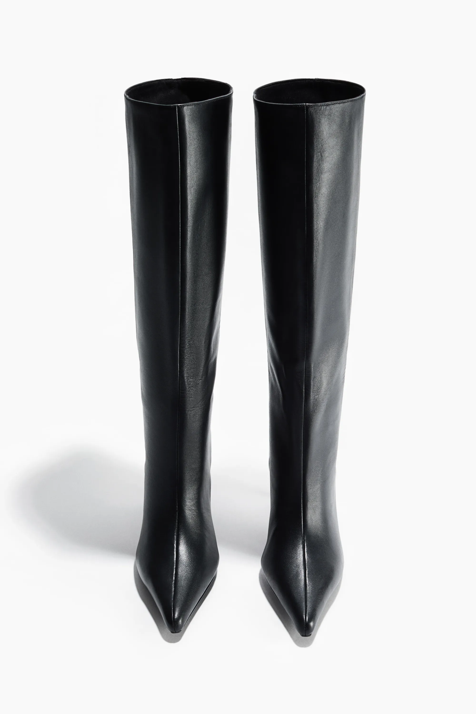 Bottes en cuir de hauteur genou - Noir