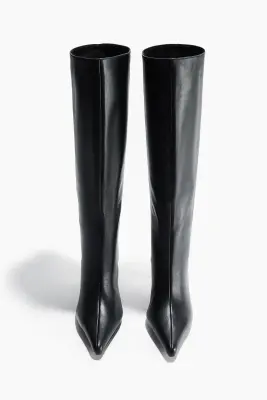 Bottes en cuir de hauteur genou - Noir — photo 1