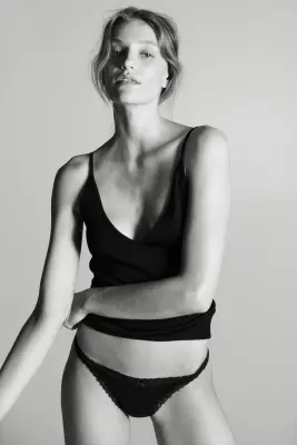 Lot de 3 strings Tanga en microfibre - Noir — photo 1