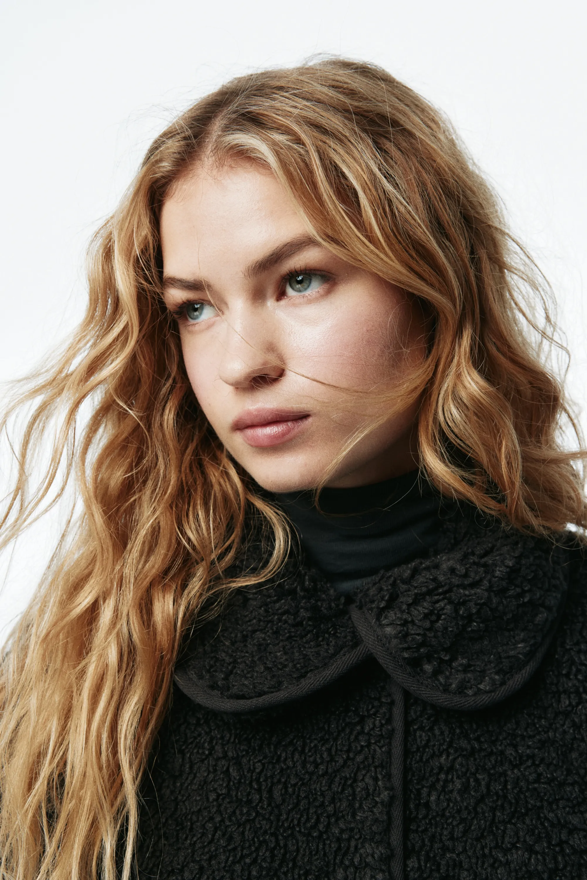 Veste en tissu Teddy bear avec col - Noir
