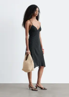 Robe nuisette midi à pois - Noir/À micro pois — photo 5