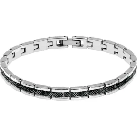 ROCHET - Bracelet acier Santorin 6mm bicolore acier PVD noir 21cm HB4762