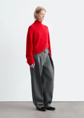 Pull à col montant en laine et cachemire - Rouge — photo 3