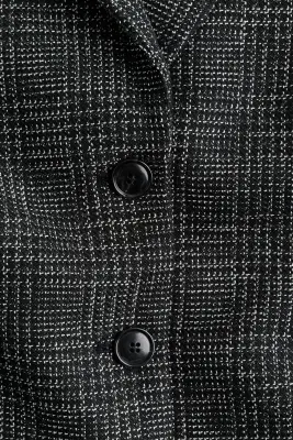 Single-breasted textured-weave blazer - Noir/carreaux — photo 3