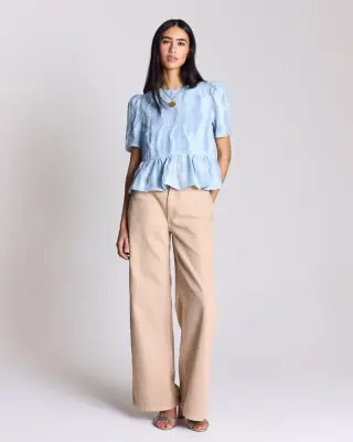 Top Naomi bleu ciel texturé — photo 2