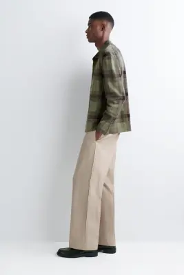 CHEMISE DÉCONTRACTÉE EN MAILLE DE COTON - KAKI / CARREAUX — photo 1