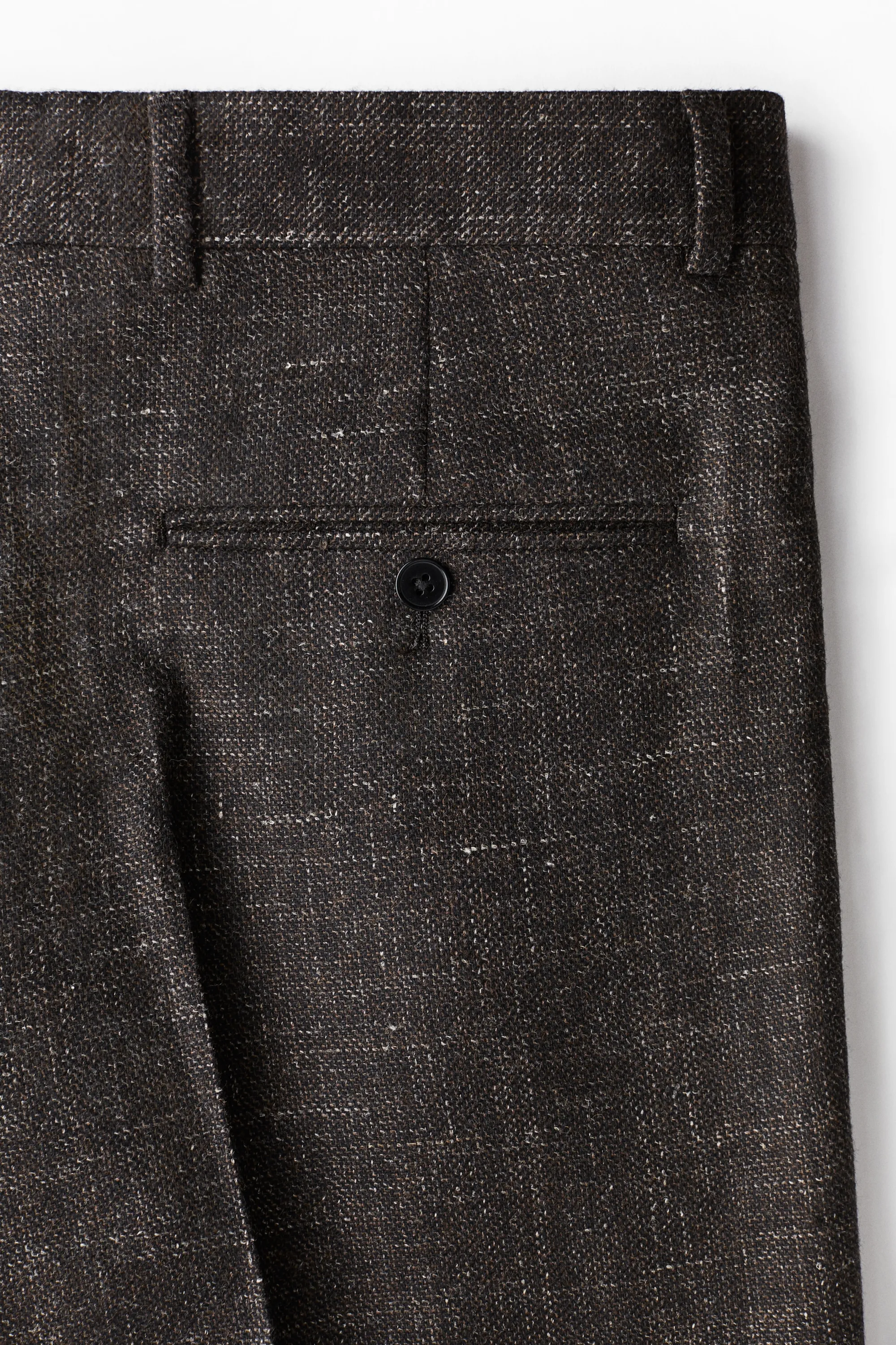 Pantalon de costume Regular Fit en laine mélangée - Marron foncé