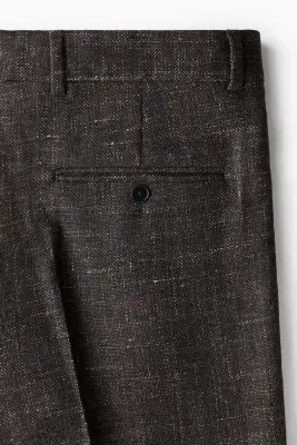 Pantalon de costume Regular Fit en laine mélangée - Marron foncé — photo 1