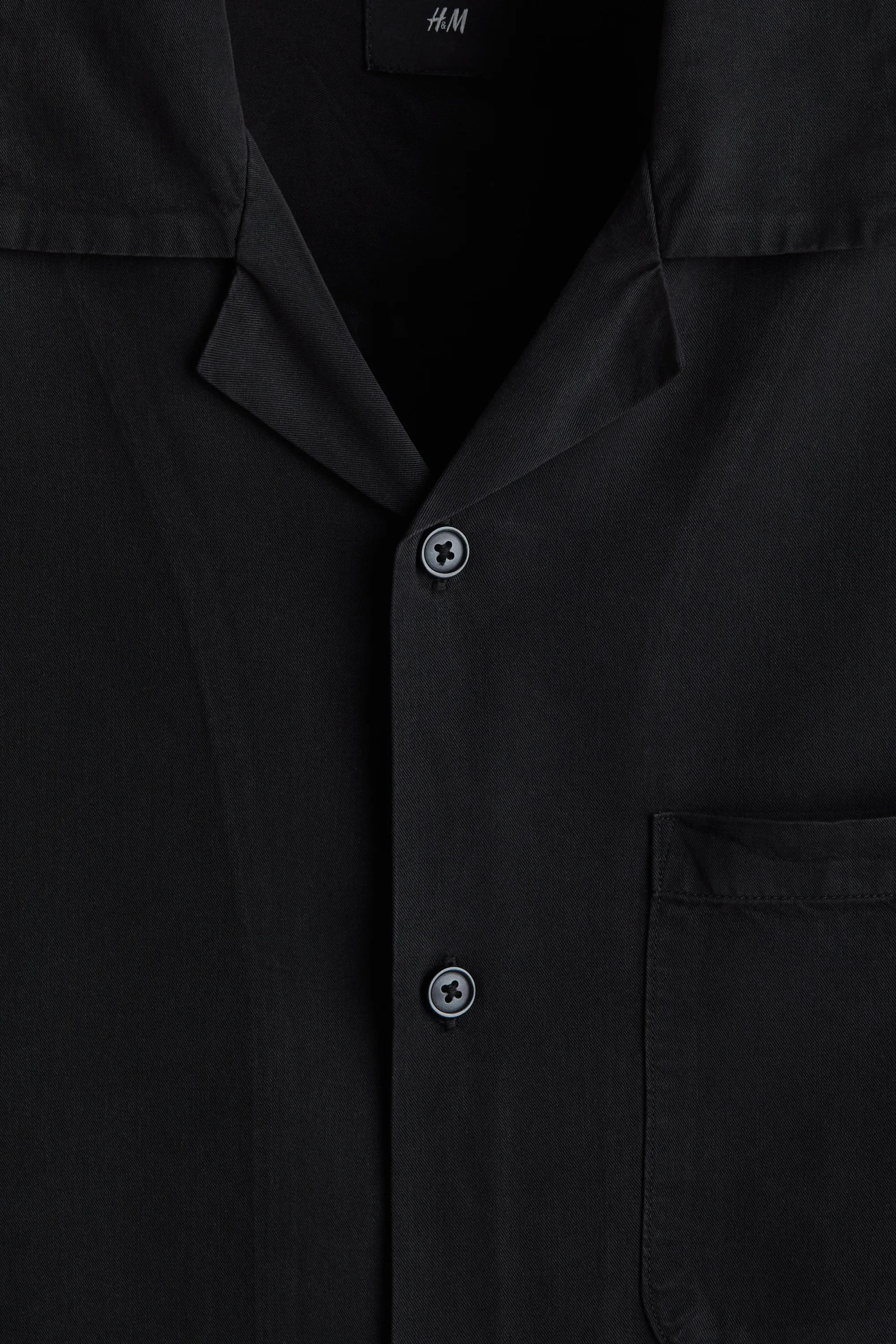 Chemise Regular Fit en lyocell avec col cubain - Noir