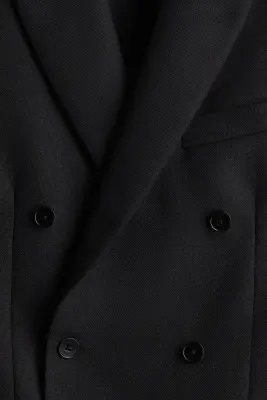 Veste croisée Regular Fit en laine mélangée - Noir — photo 2