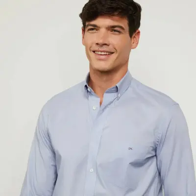 EDEN PARK CHEMISE COTON HABILLEE Bleu — photo 5