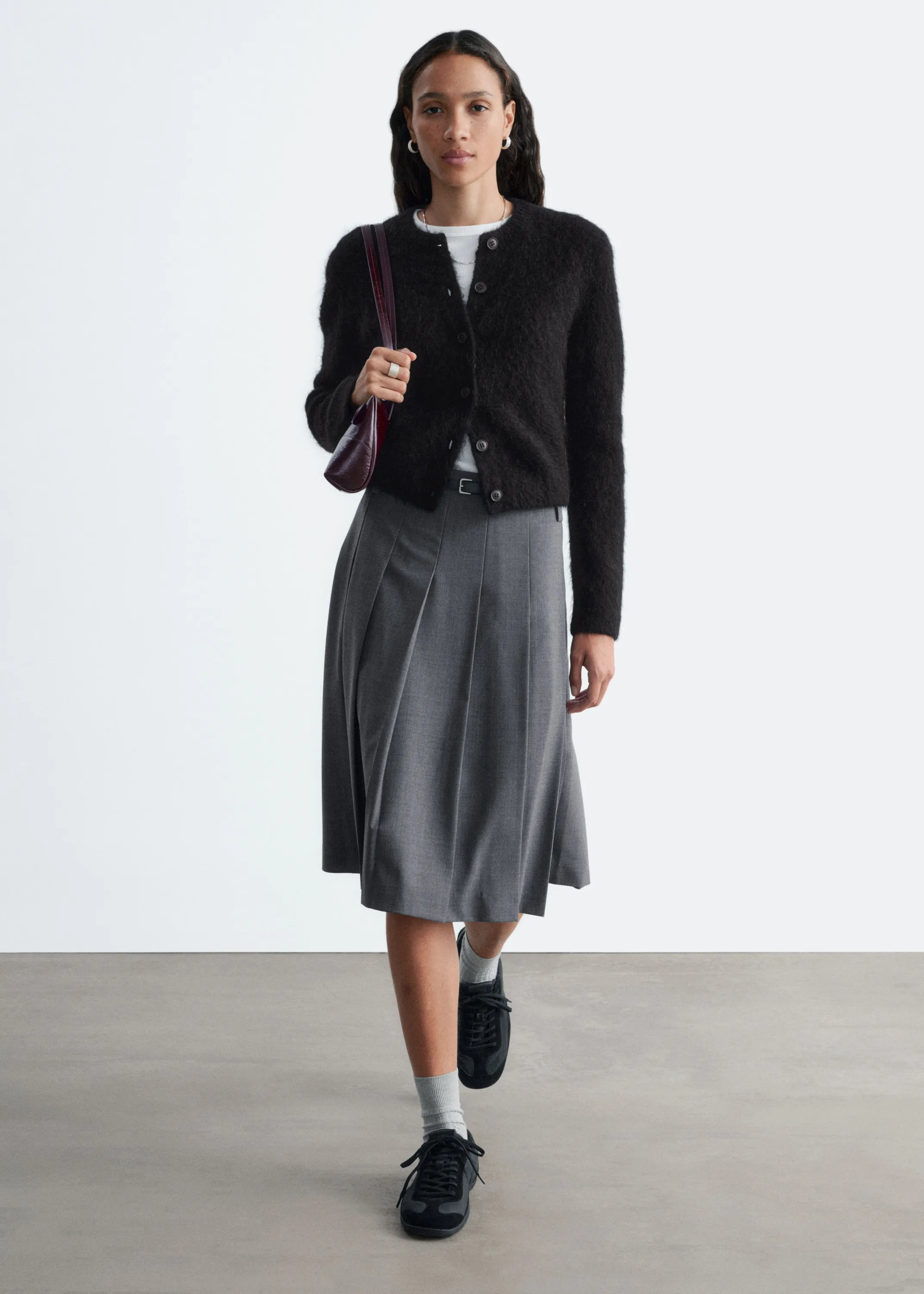 Cardigan brossé en mohair mélangé - Noir