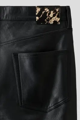 Pantalon Regular Fit en cuir - Noir — photo 5