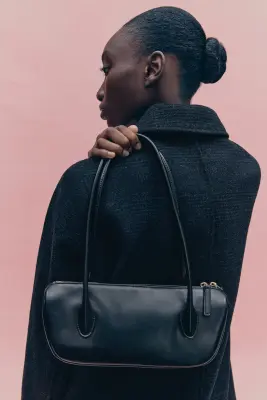 Manteau 3/4 en laine mélangée - Noir — photo 2