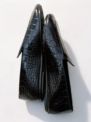 Mocassins en cuir façon croco - Noir — photo 2