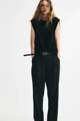 Pantalon chic à jambes droites - Noir — photo 3