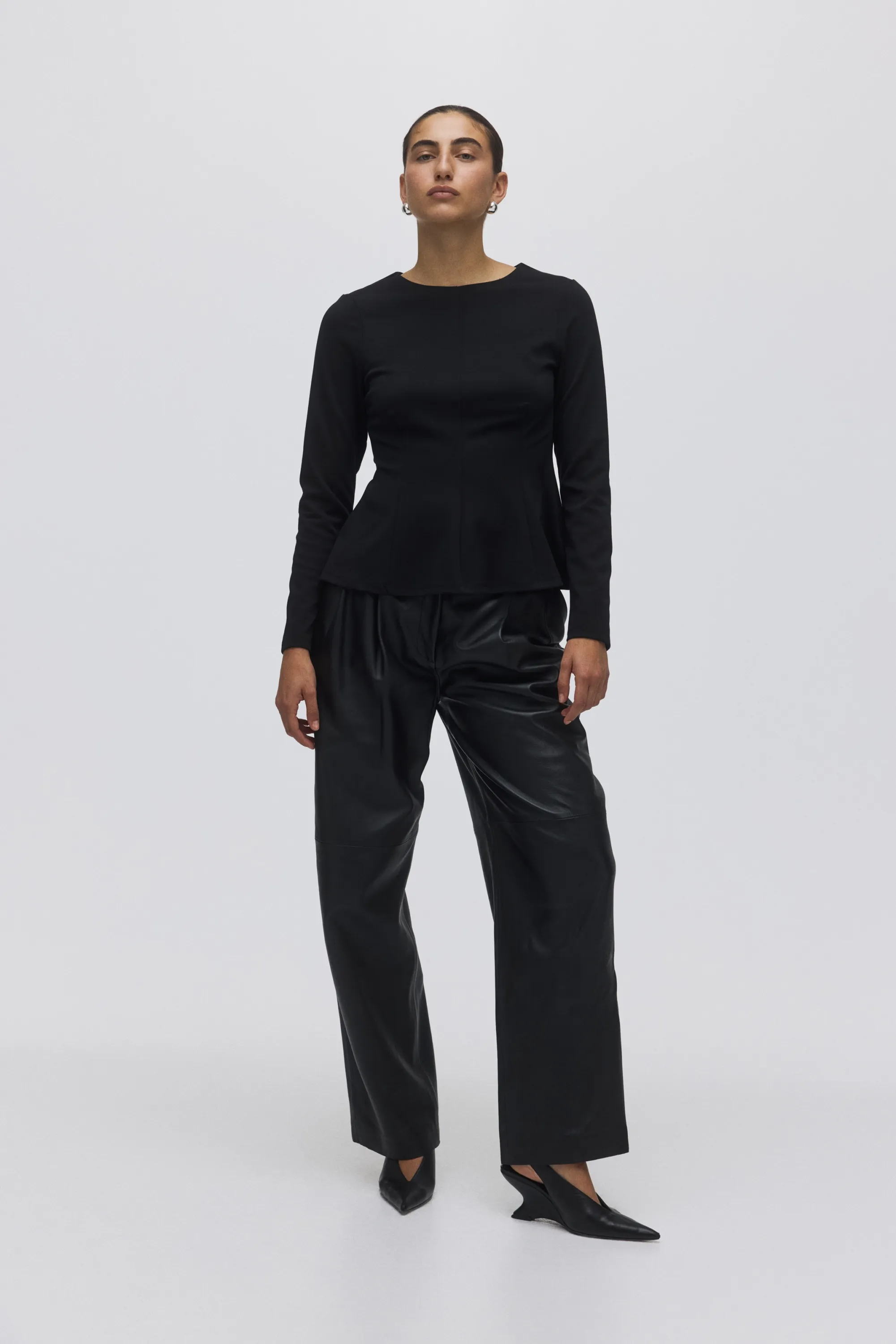 Top péplum en jersey - Noir