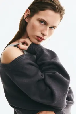 Pull à encolure bateau en viscose mélangée - Gris foncé — photo 2