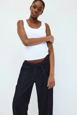 MAMA Pantalon en denim avec cordon de serrage - Bleu marine — photo 2