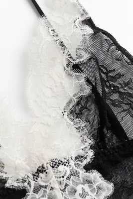 Bralette en dentelle - Noir/crème — photo 3