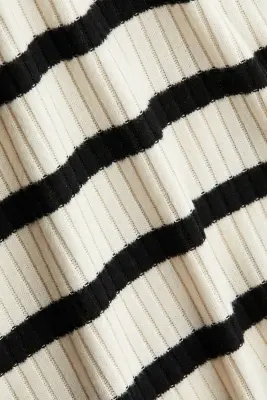 Pantalon large en maille côtelée - Beige clair/rayé — photo 3