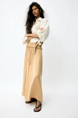 Jupe maxi à glands - Beige foncé — photo 2