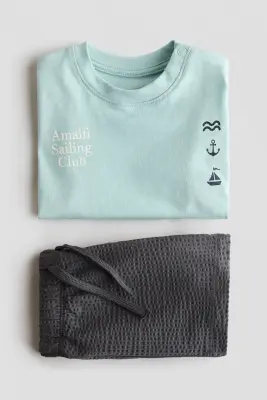 Ensemble 2 pièces en jersey de coton - Turquoise/Amalfi Sailing Club — photo 1