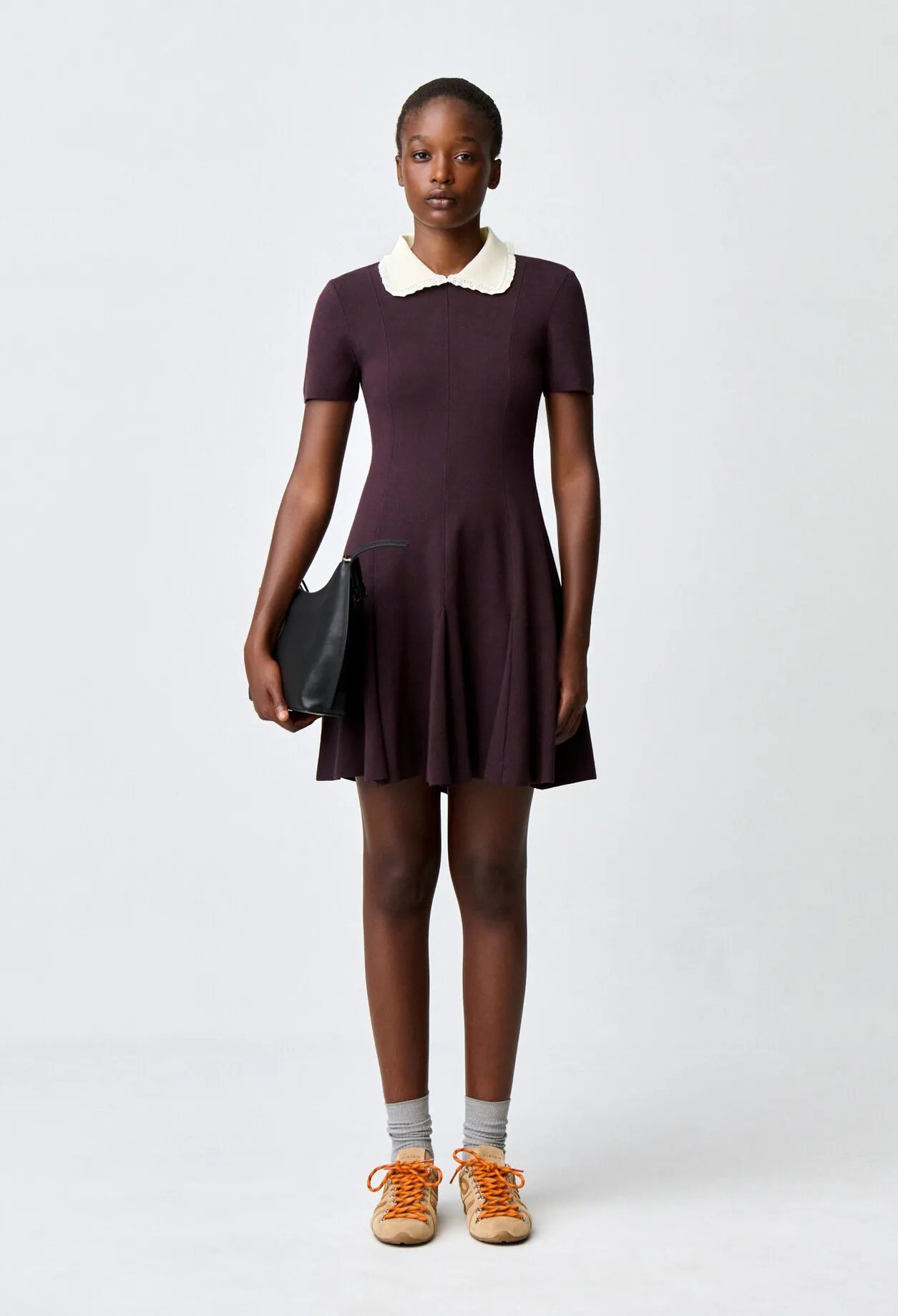 Robe patineuse maille col chemise