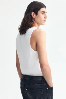 Débardeur côtelé Slim Fit - Blanc — photo 3
