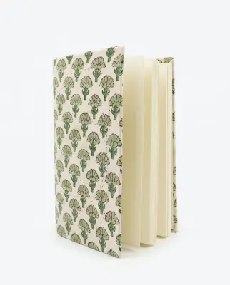 Carnet Indira - Motif Fleur de Coton Vert – Mamamushi Studio — photo 2