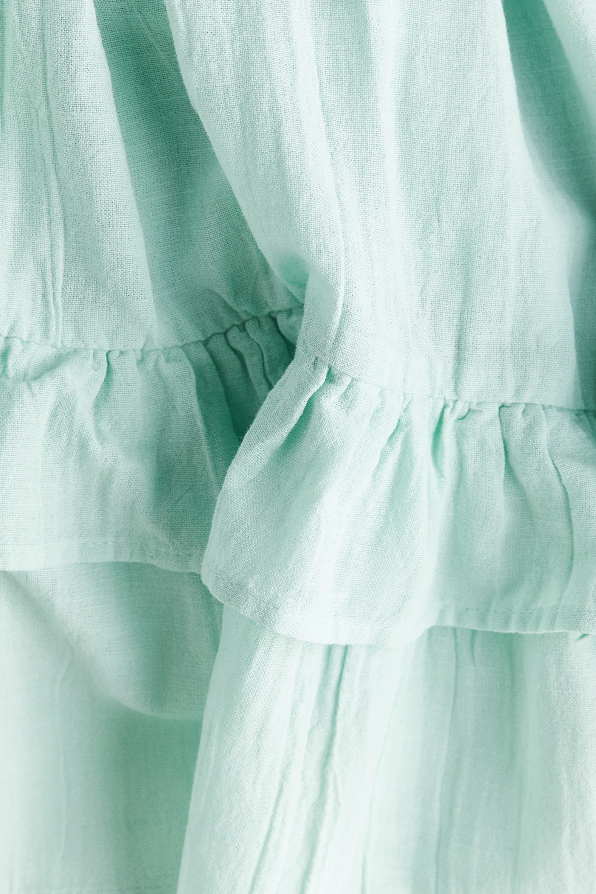 Robe en lin mélangé avec jupe évasée - Turquoise clair