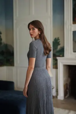 Henrietta Knit Top - Grey melange — photo 5