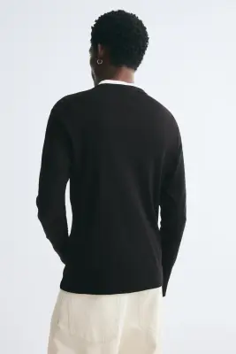 T-shirt à manches longues Slim Fit en coton - Noir — photo 2