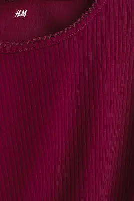 Lot de 2 tops en coton - Rouge foncé/crème — photo 1