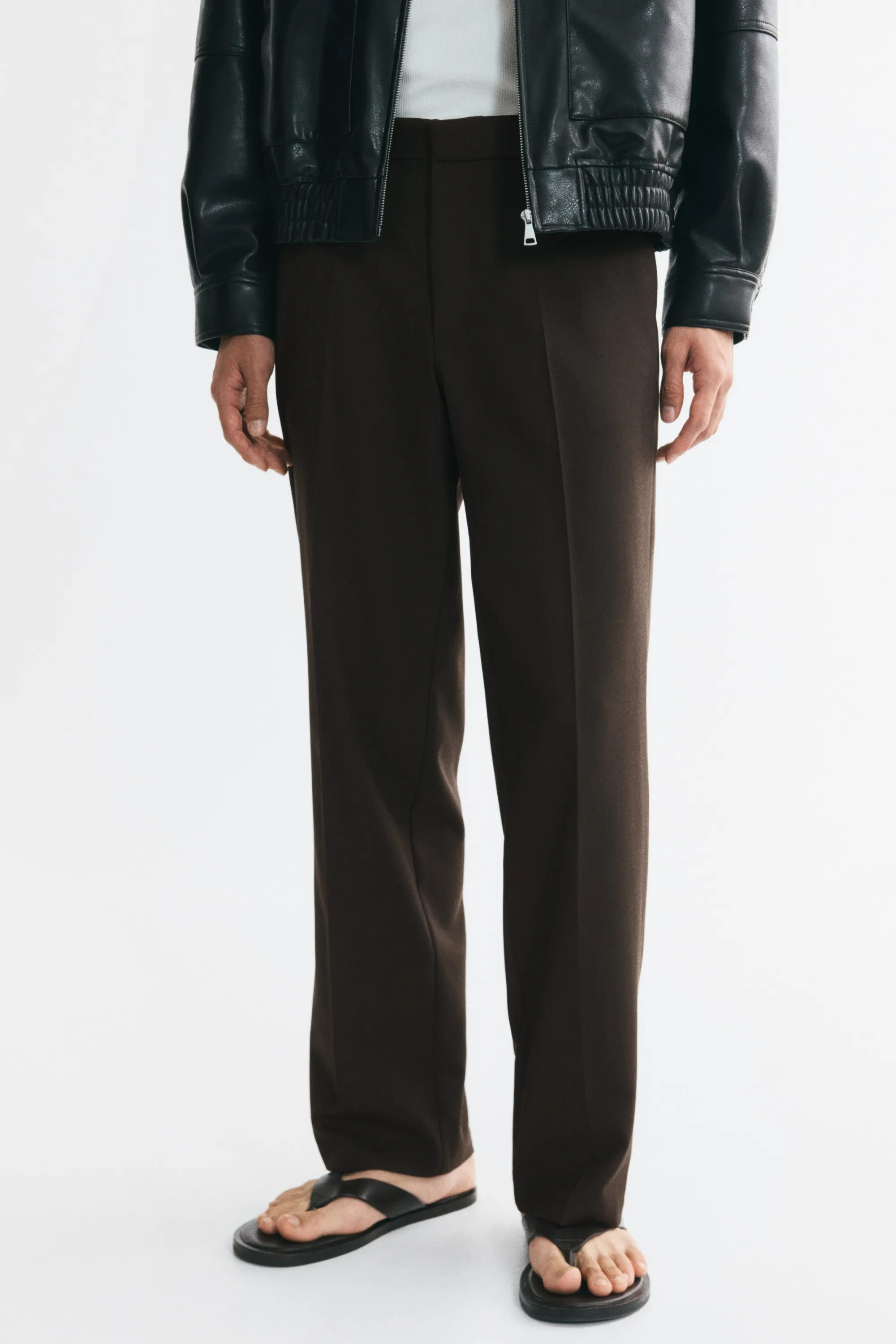 Pantalon chic Regular Fit - Marron foncé