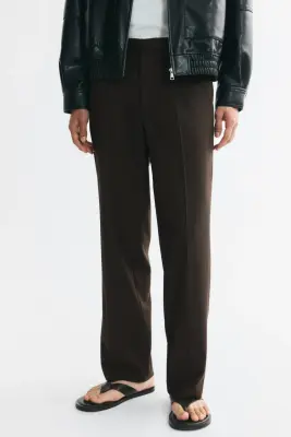 Pantalon chic Regular Fit - Marron foncé — photo 1