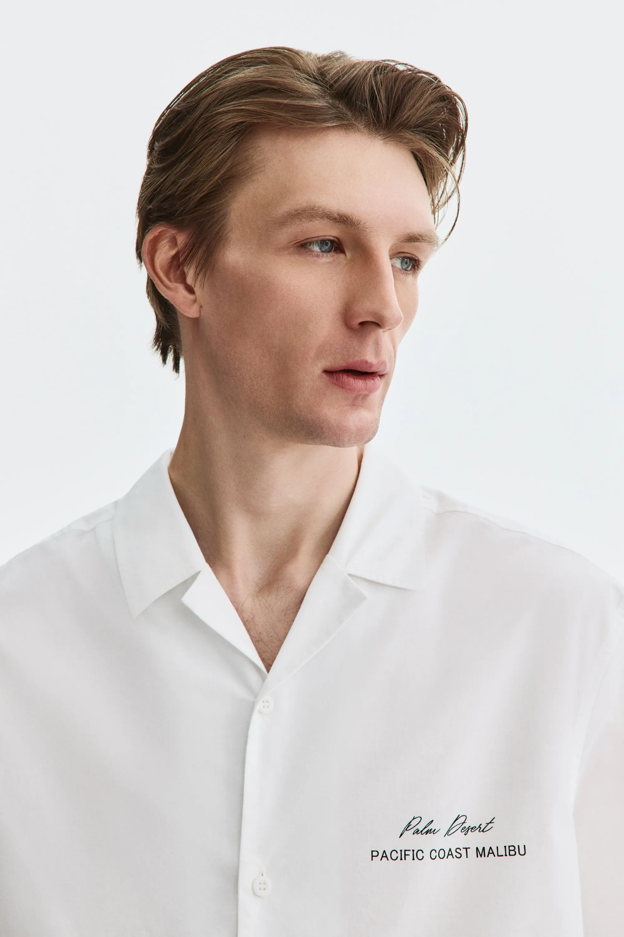 Chemise imprimée Relaxed Fit avec col cubain - Blanc/Palm Desert
