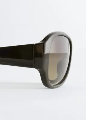 Lunettes de soleil incurvées oversize - Vert foncé — photo 4