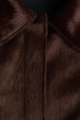 Veste courte avec col - Marron foncé — photo 4