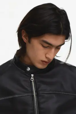 Veste racing en tissu enduit - Noir — photo 3