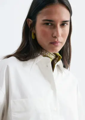 Chemise courte en sergé de coton - Blanc — photo 3