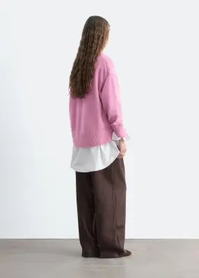 Pull oversize en laine - Rose — photo 4