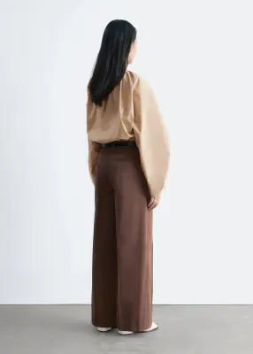 Pantalon en coton à plis marqués - Marron Clair — photo 5
