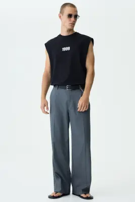 Débardeur imprimé Relaxed Fit en coton - Noir/1999 — photo 2